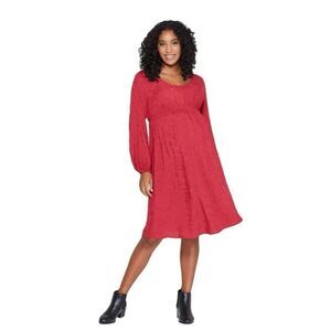 Women's INGRID & ISABEL Red Long Sleeve Maternity‎ Dress Size S Empire